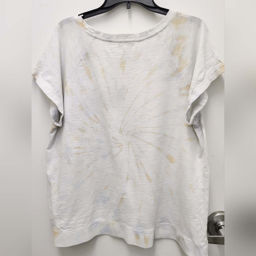 Cream and White Boxy Short Sleeve T-Shirt - Picture 2 of 2